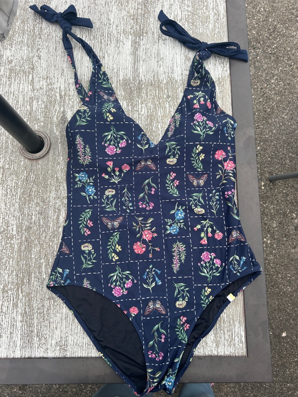 summersalt Navy Floral & Butterfly One-Piece Swimsuit with Tie Straps